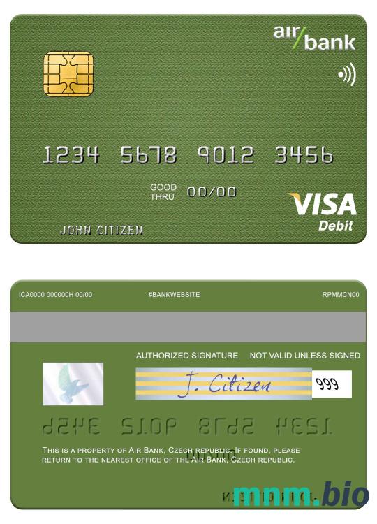 Czech Air Bank visa debet karta przykład w formacie PSD